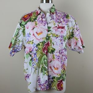 Takeaway Floral Print Short Sleeve Shirt Size M